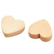 Træperle. Hjerte. Ahorn træ. Natur. 19 mm. 10 stk.